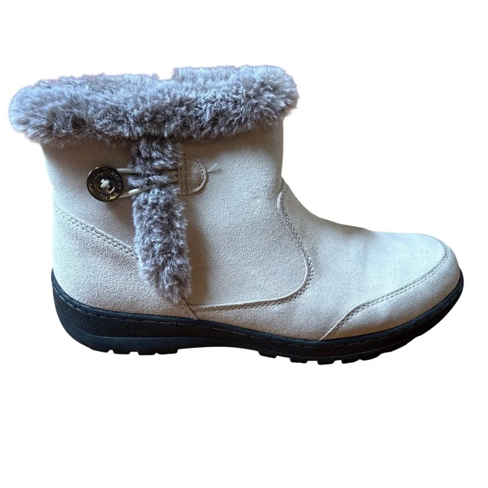 Khombu Iris Boots Women Gray Excellent Faux‎ Fur Trim Suede Ankle Zip SIZE 9M - Picture 7 of 7